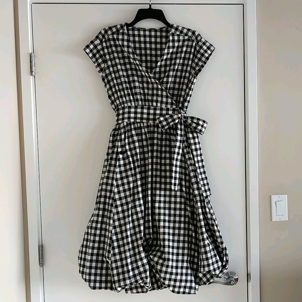 French sleeve tie waist balloon dress - Picture 1 of 8